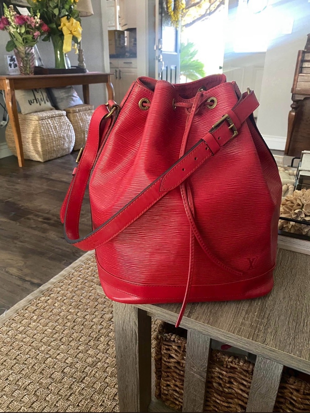 Louis Vuitton Red Epi Bucket Bag